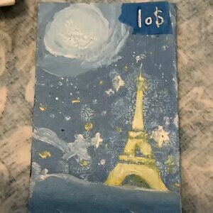 Hand-Painted Eiffel Tower Canvas Art